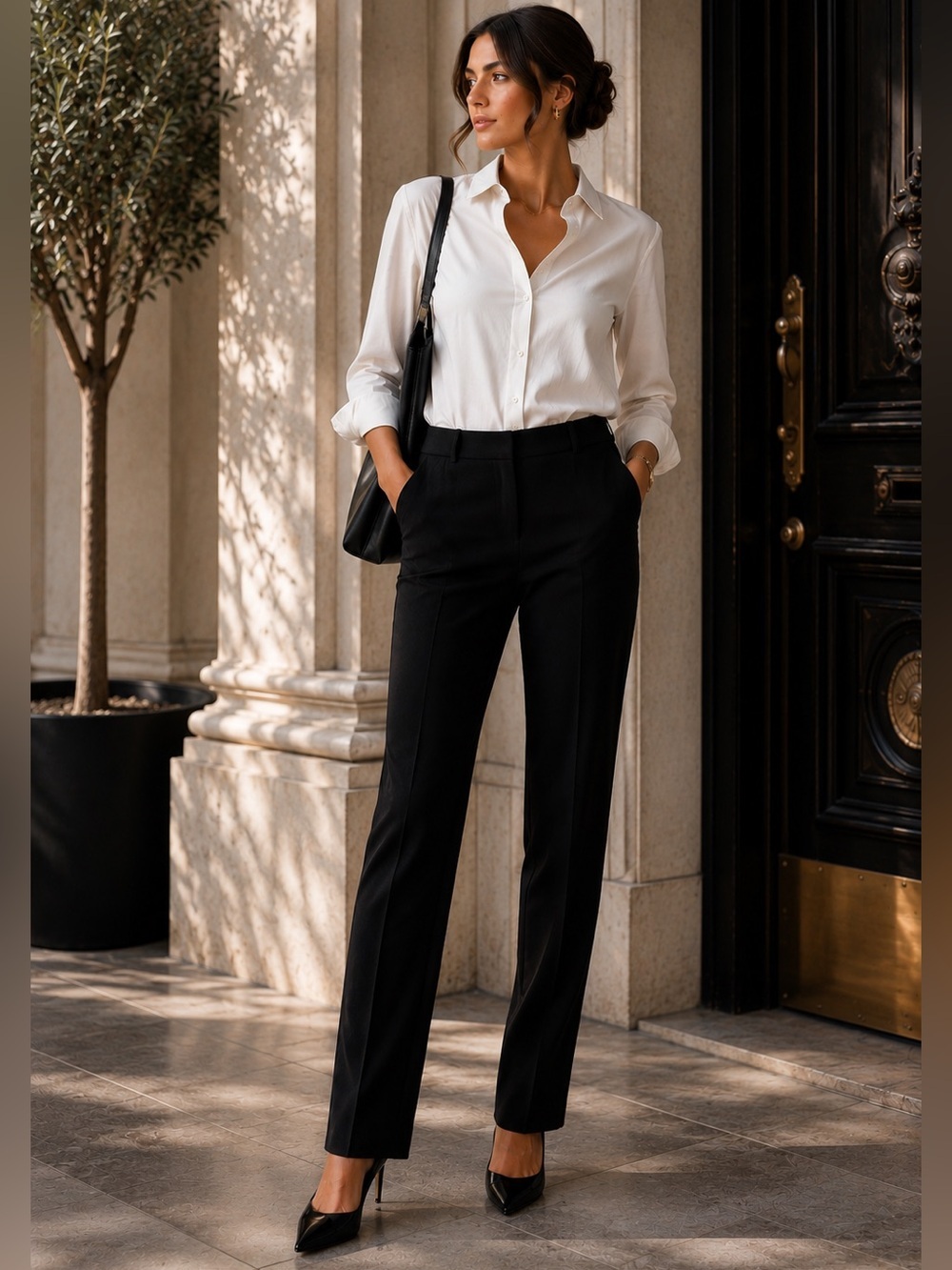 Escada Talika Triacetate Crepe Trousers Black Designer Career Pants EU 36
